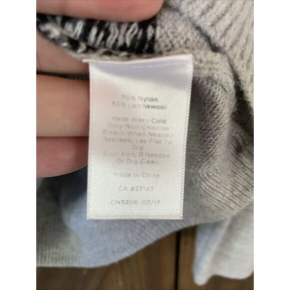 Talbots Gray Ruffle Sweater Womens M Fair Isle Winter Lambswool Wool Blend - Picture 5 of 8